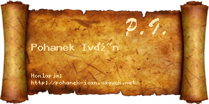 Pohanek Iván névjegykártya